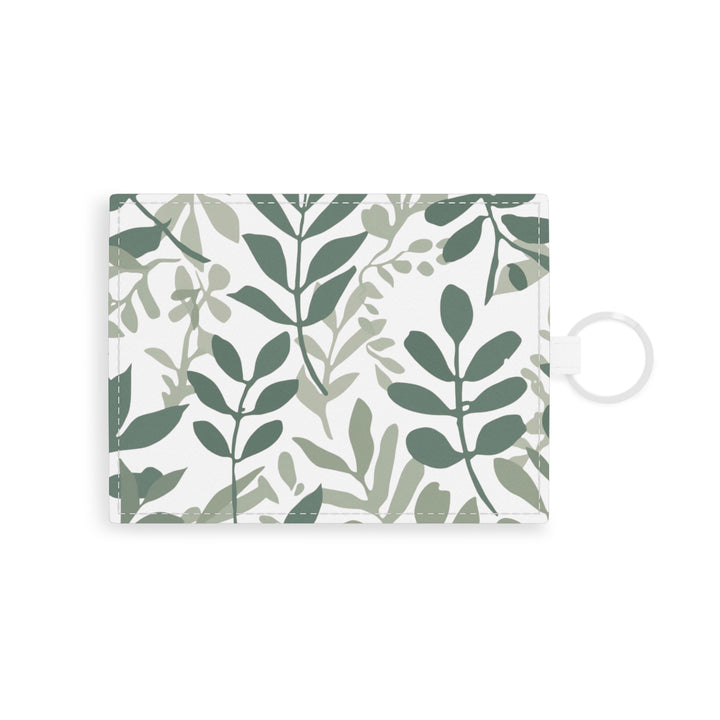 Personalized Saffiano Leather Card Holder – Hand-Drawn Botanical Minimalist