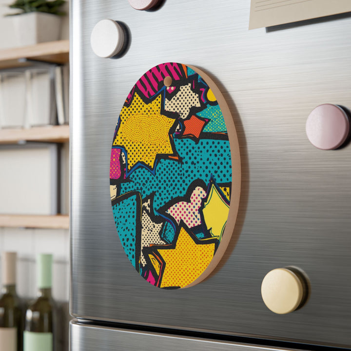 Handcrafted Comic Pop Art Wooden Ornaments – Fun, Whimsical & Magnetic Décor