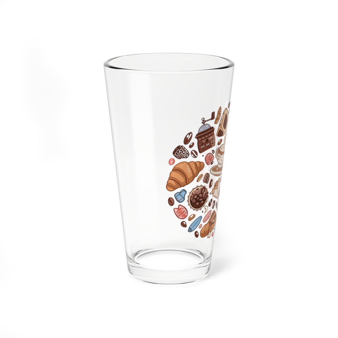 16oz Mixing Glass – Cute Coffee & Dessert Design | Premium Barware Essential