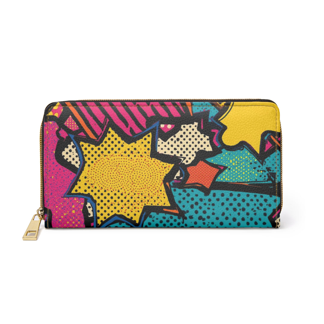 Sleek Pop Art Personalized Zipper Wallet – Vibrant Comic Book Design