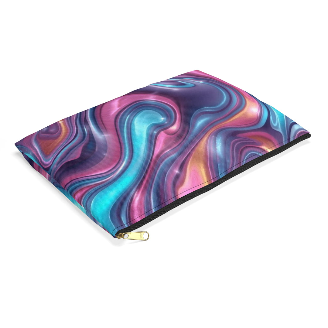 Chic Iridescent Swirl Accessory Pouch – Fashion-Forward Marble Organizer