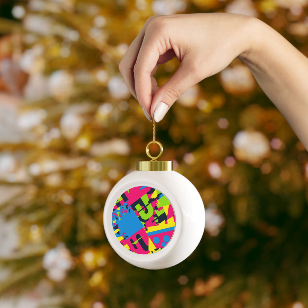 Personalized Bold Geometric Holiday Ball Ornament – Modern, Vibrant & Custom