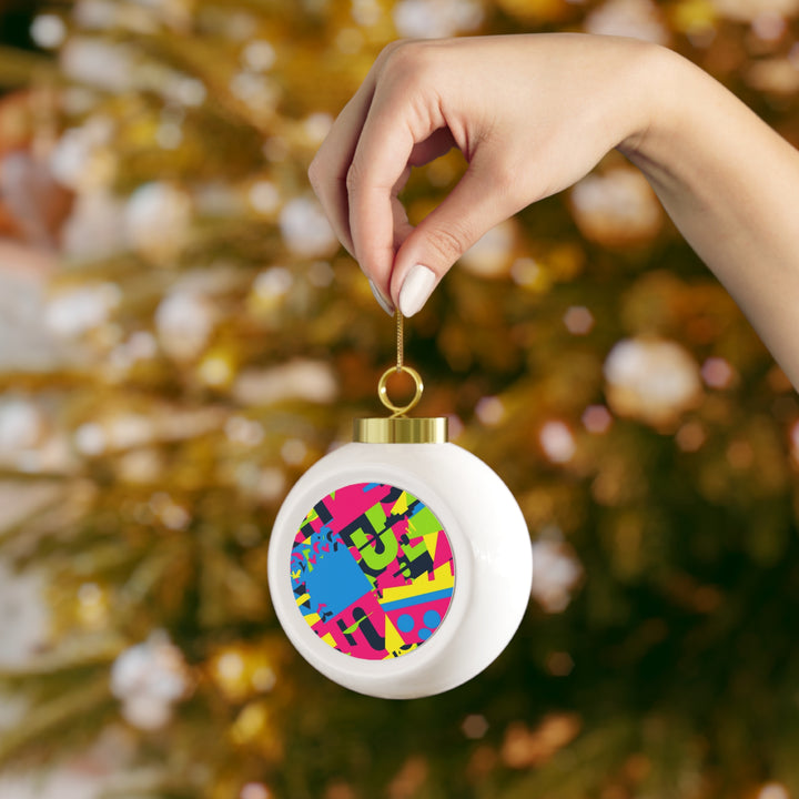 Personalized Bold Geometric Holiday Ball Ornament – Modern, Vibrant & Custom