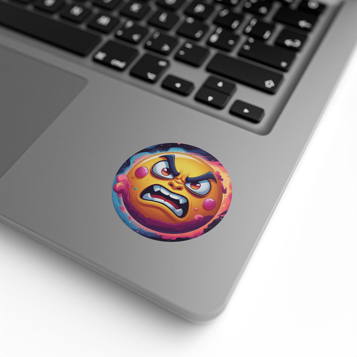 Round Sticker Label Roll – Angry Sun Space Theme, Durable, Fun & Glossy