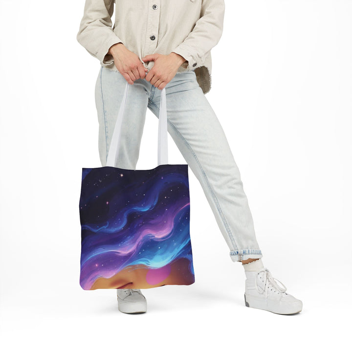 Galaxy Moon Canvas Tote Bag – 5-Color Straps, Cute Space Design, Customizable