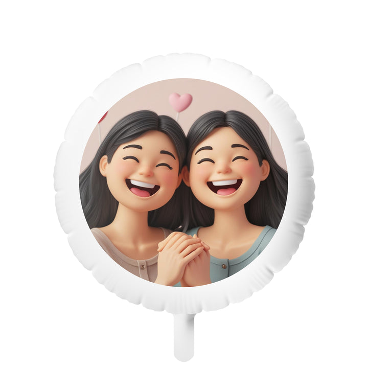 Custom 3D Cartoon Mylar Helium Balloon – Cute Smiling Girls, Reusable & Trendy Party Decor