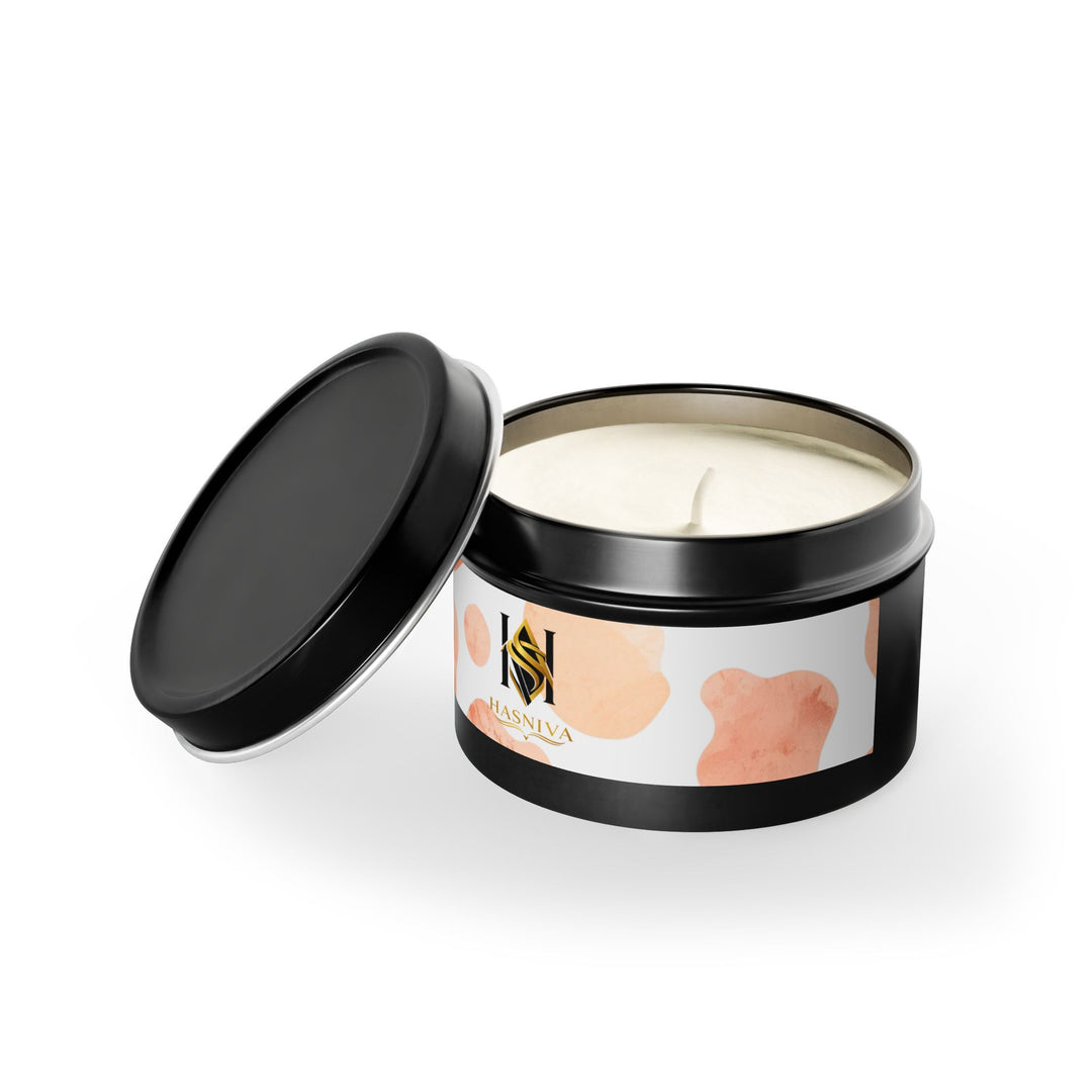 Handcrafted Tin Candle – Blush Peach Watercolor, Chic & Eco-Friendly Gift