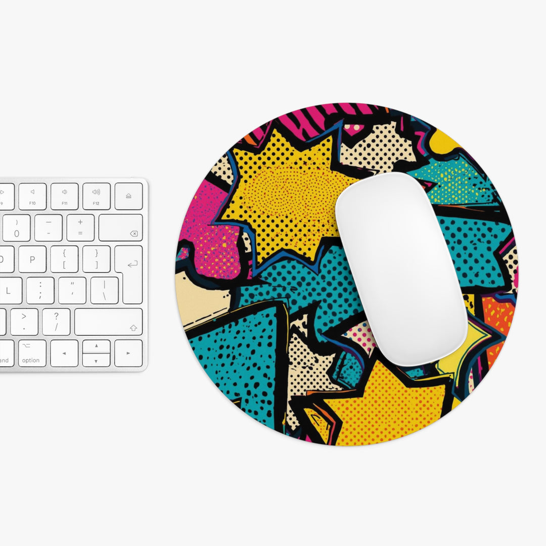 Pop Art Comic Burst Personalized Mouse Pad – Vibrant, Stylish & Durable