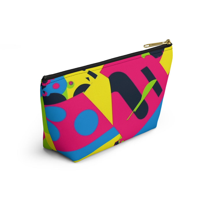 Chic Neon Geometric T-Bottom Accessory Pouch – Bold Modern Organizer