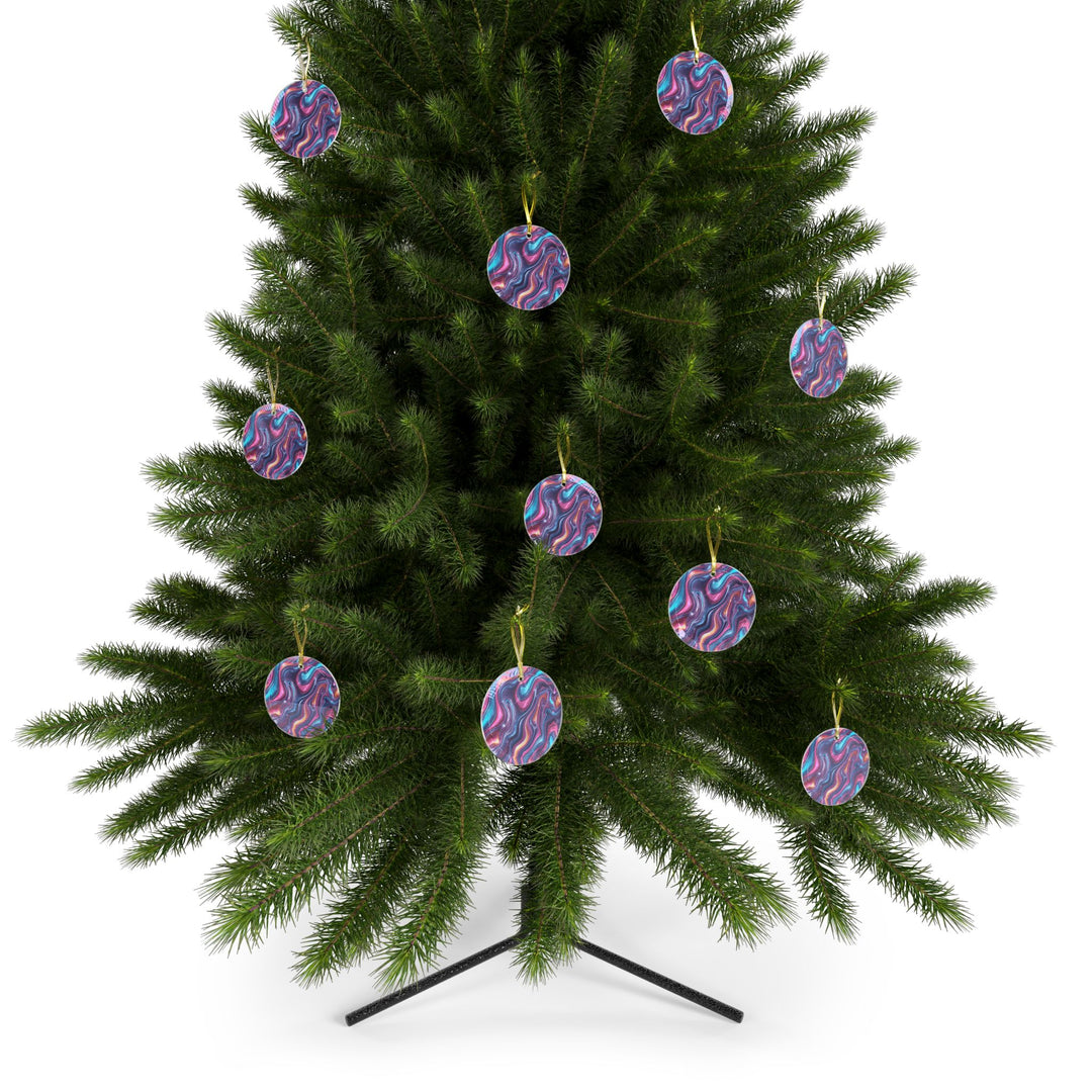 Custom Abstract Iridescent Glass Ornament – Handcrafted, Modern, Vibrant Art