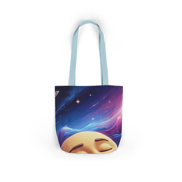 Galaxy Moon Canvas Tote Bag – 5-Color Straps, Cute Space Design, Customizable