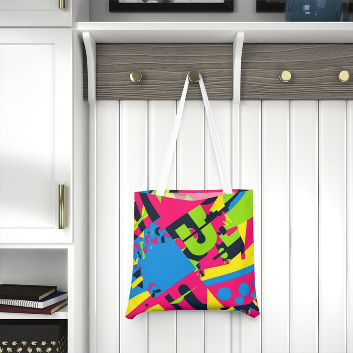 Vibrant Abstract Geometric Shoulder Tote Bag – Trendy All-Over Print Canvas