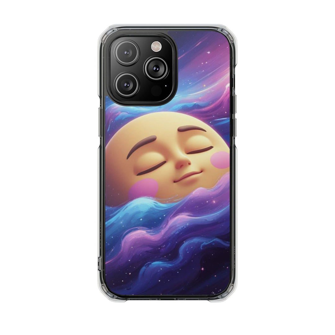 MagSafe Magnetic Clear Impact Case – Dreamy Galaxy Moon Design for iPhone