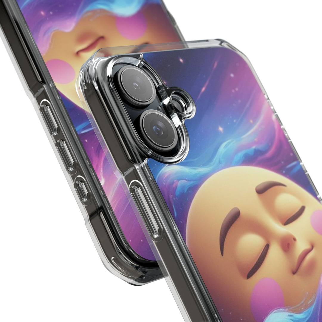 MagSafe Magnetic Clear Impact Case – Dreamy Galaxy Moon Design for iPhone