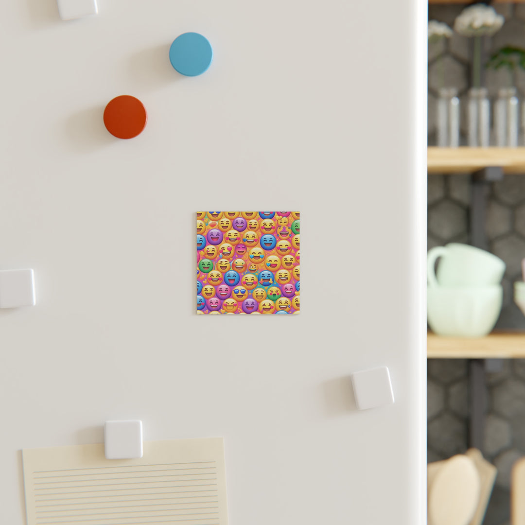 Personalized Square Magnet – Fun Emoji Pattern, Durable & Customizable Gift