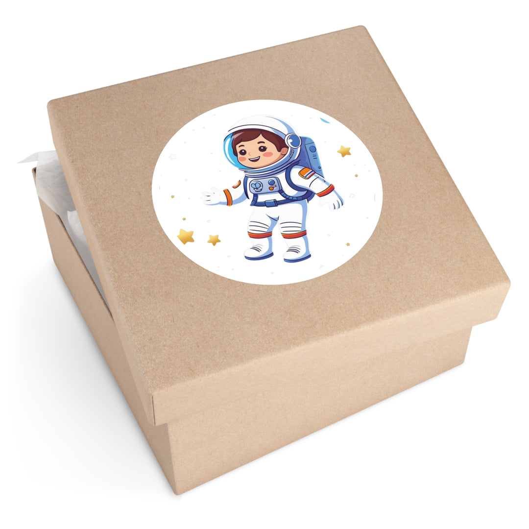 Space Astronaut Round Sticker – Durable, Custom Vinyl for Kids & Decor