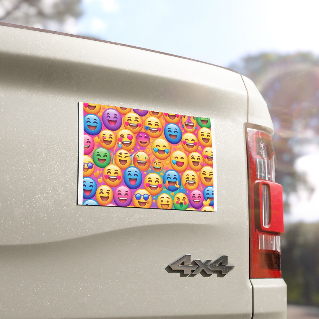 Custom Car Magnet – Vibrant Emoji Pattern, Trendy, Weatherproof, Removable