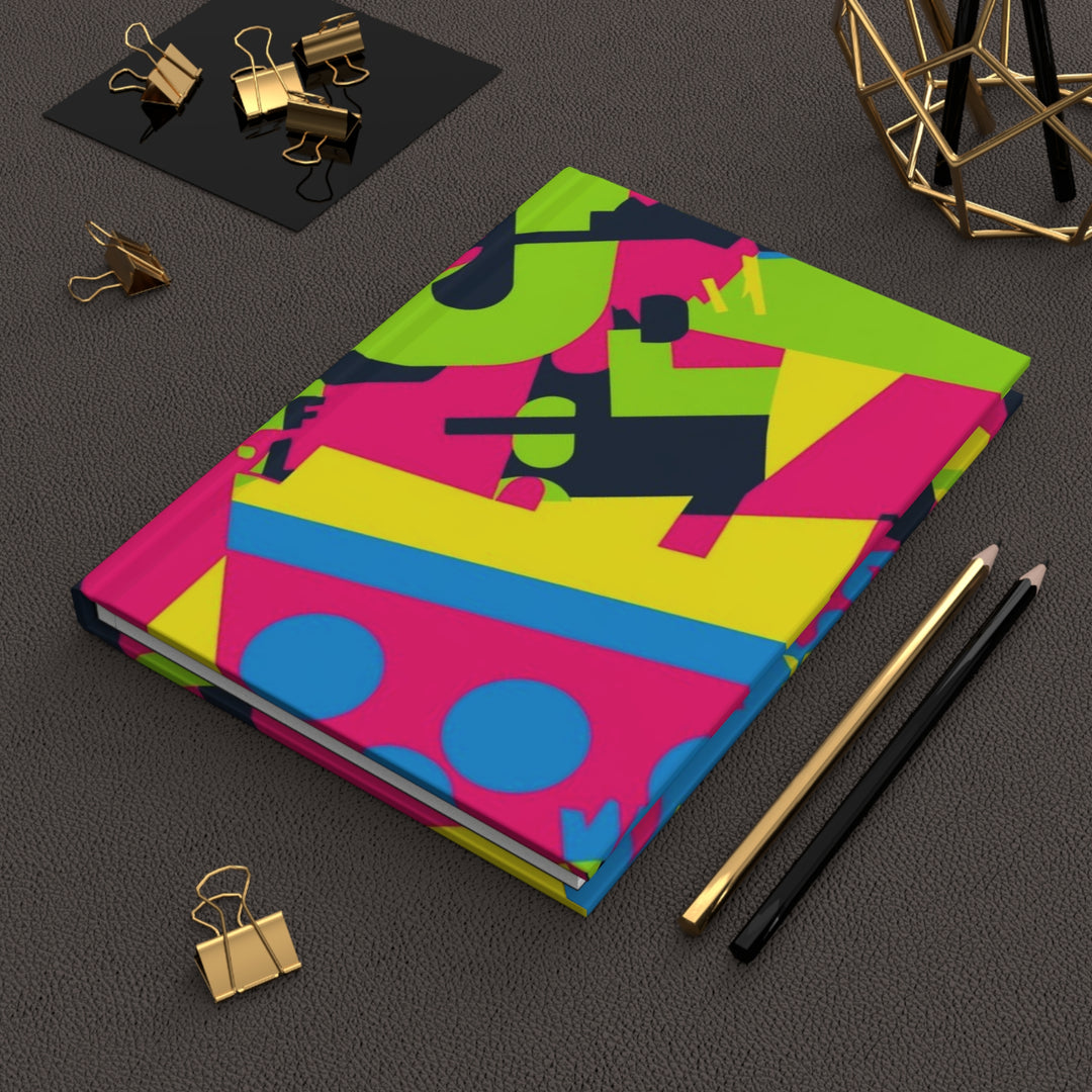Vibrant Matte Hardcover Journal – Bold Geometric Neon Abstract, Custom Cover