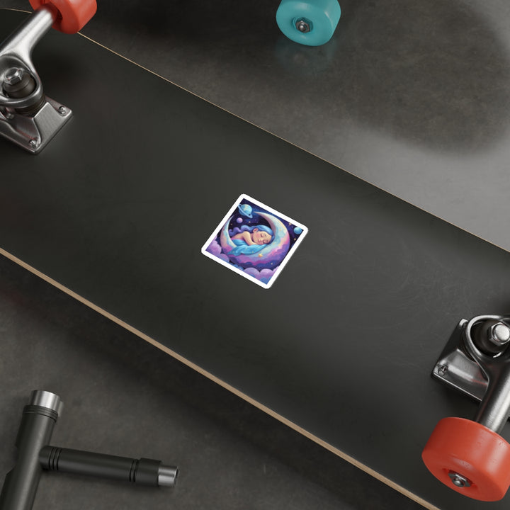 Dreamy Moon Girl Custom Die-Cut Sticker – Celestial Night Art Vinyl