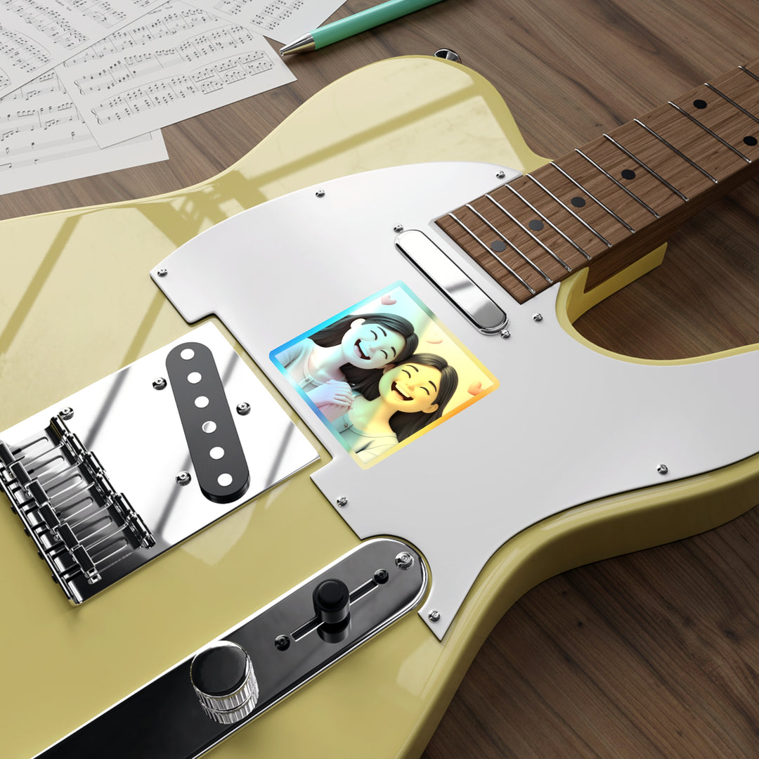 Holographic Die-Cut Sticker – Cute Cartoon Friends, Trendy Iridescent Shine