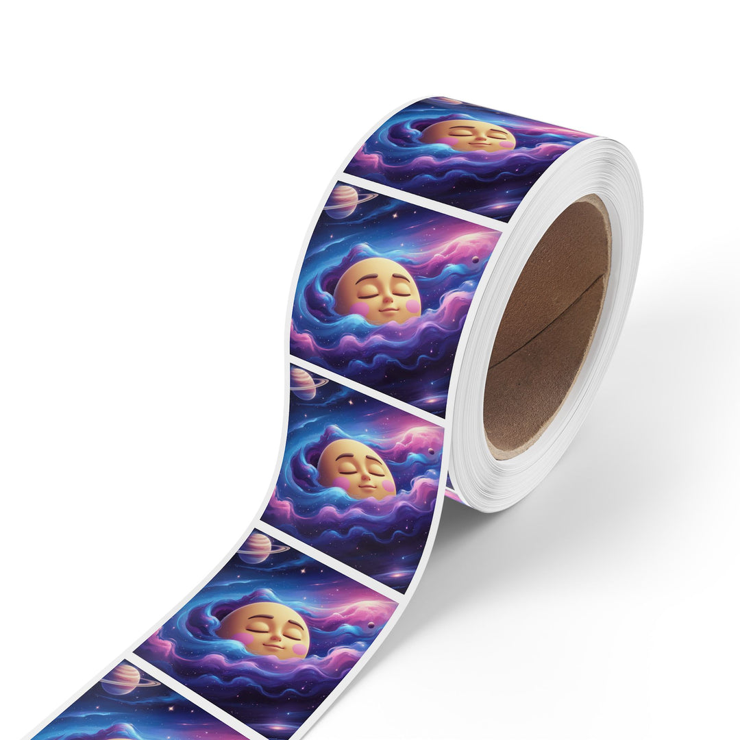 Galaxy Moon Square Sticker Rolls – Cute Space Label, Custom Sizes, Durable