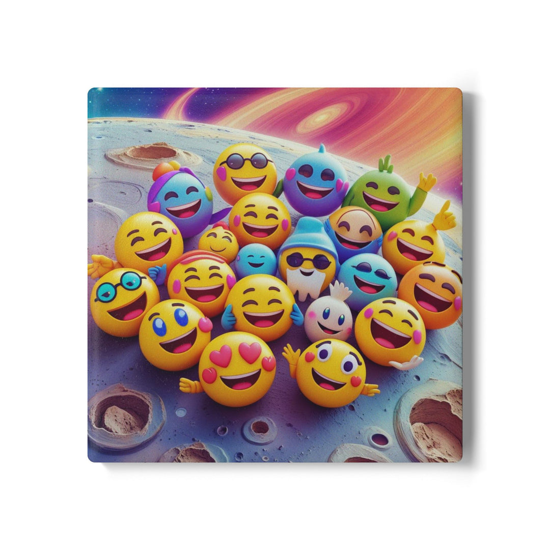 Emoji Galaxy Ceramic Coaster – Fun Cartoon Art, Non-Slip, Table Protection