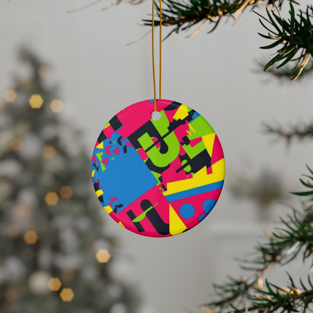 Custom Neon Geometric Ceramic Ornaments – Double-Sided, Modern & Gift-Ready