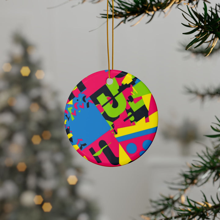 Custom Neon Geometric Ceramic Ornaments – Double-Sided, Modern & Gift-Ready