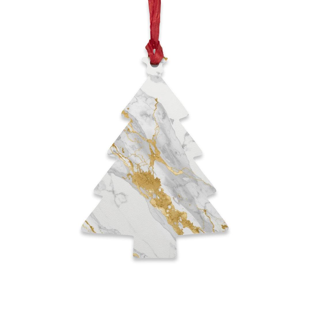 Handcrafted Wooden Ornaments – Marble & Gold Luxe, Rustic Chic Decor