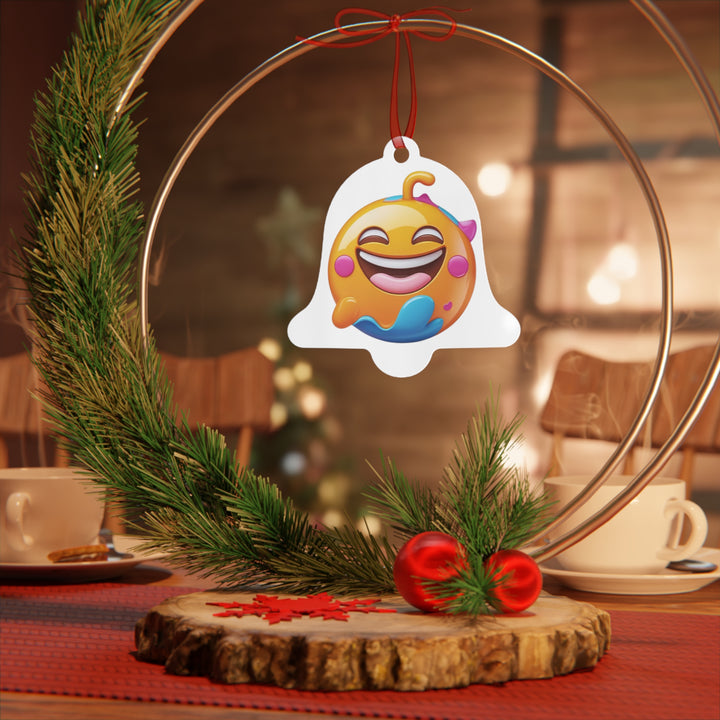 Joyful Emoji Glossy Metal Ornament – Customizable, Durable & Trendy Décor