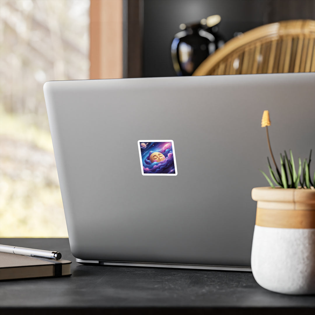 Galaxy Moon Vinyl Kiss-Cut Sticker – Cute Space Aesthetic, Weatherproof