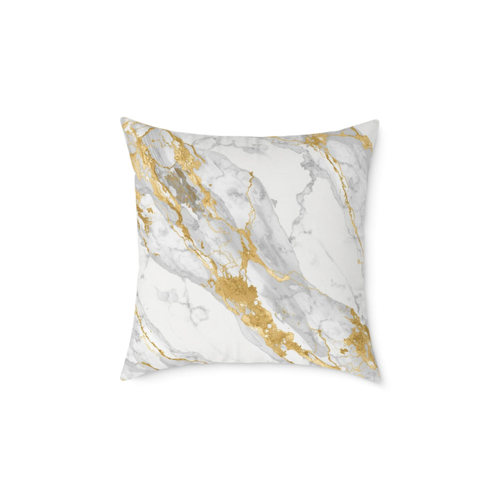 Chic Marble Gold Touch Square Poly Canvas Pillow – Customizable & Modern