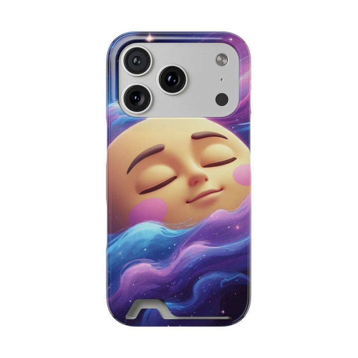 Galaxy Moon Phone Case With Card Holder – Cute Celestial Wallet Case