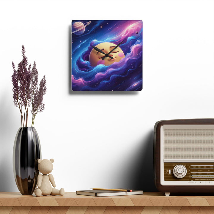 Galaxy Dreams Acrylic Wall Clock – Whimsical Moon & Stars, Modern Decor