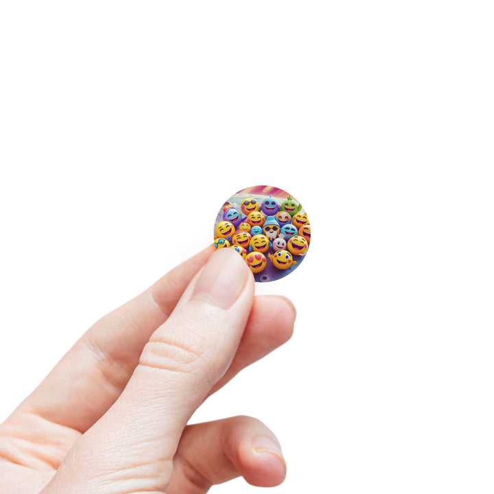Fun Emoji Space Round Sticker Label Rolls – Durable, Glossy & Playful