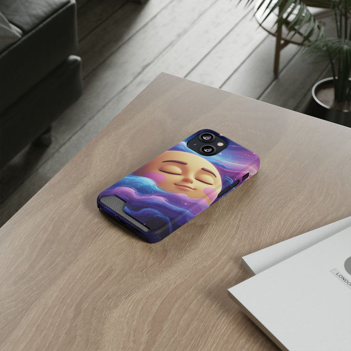 Galaxy Moon Phone Case With Card Holder – Cute Celestial Wallet Case