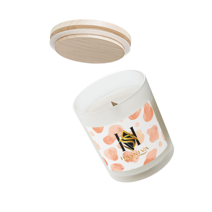 Modern Blush Frosted Glass Candle (11oz) – Chic Crackling Wood Wick