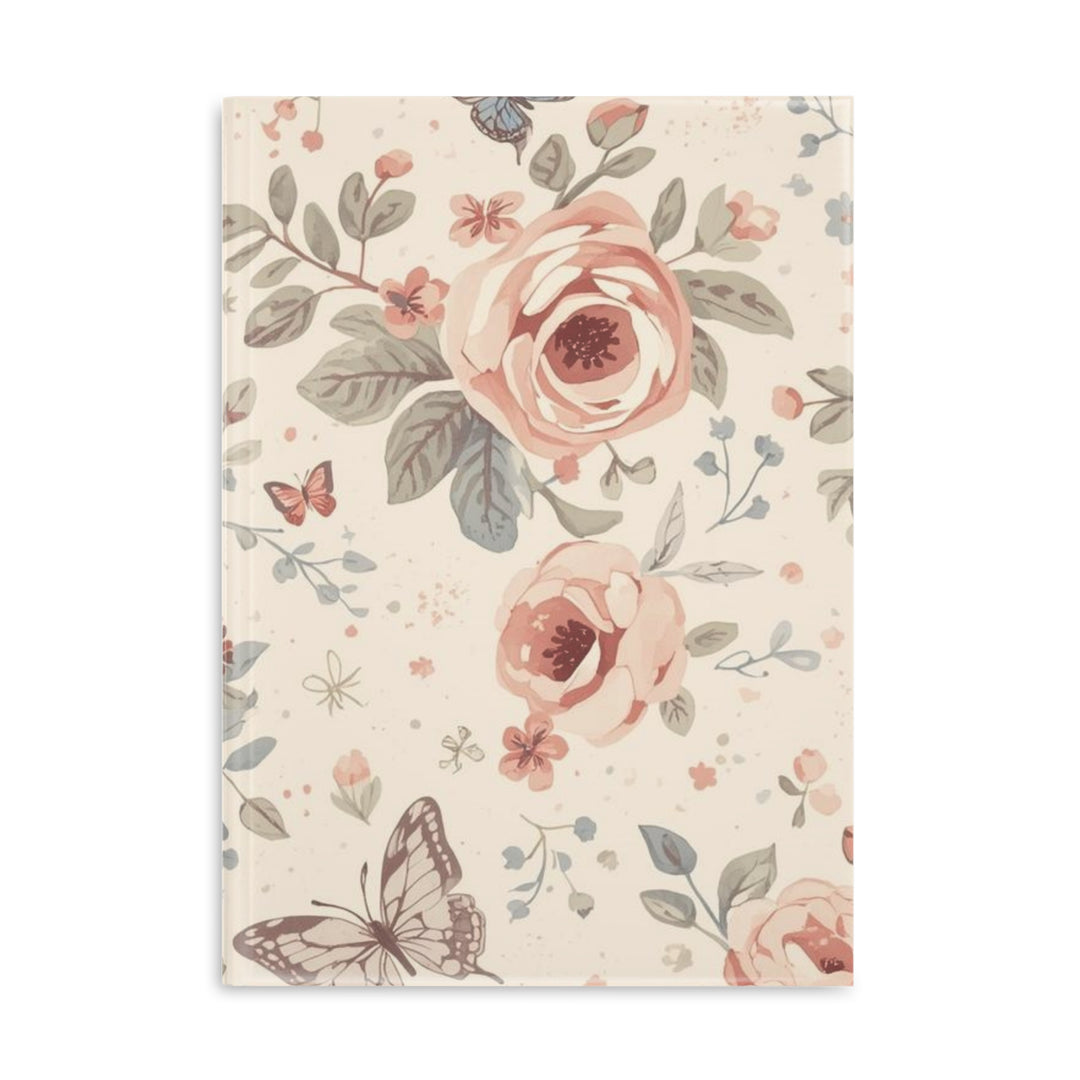 Floral Puffy Hardcover Notebook – Luxe Pastel Roses, Customizable, A4/A5/B5
