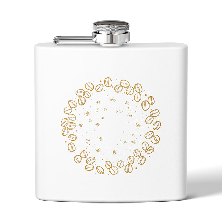 Coffee Beans Chic 6oz Stainless Steel Flask – Trendy, Insulated, Leak-Proof