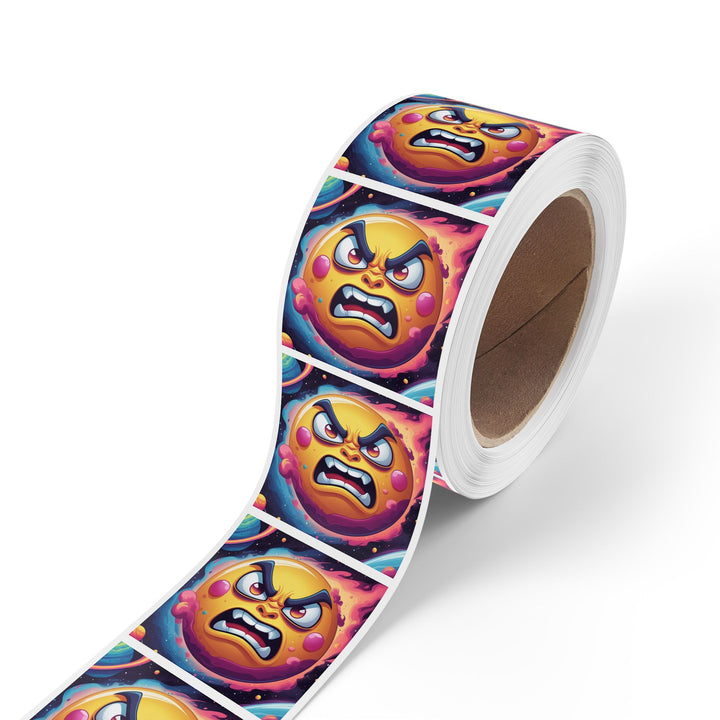Cosmic Cartoon Sun Square Sticker Rolls – Fun, Durable Custom Labels