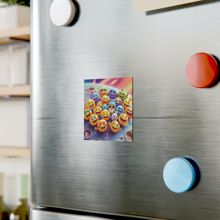 Personalized Square Emoji Magnet – Fun Cosmic Vibes for Fridge & Car