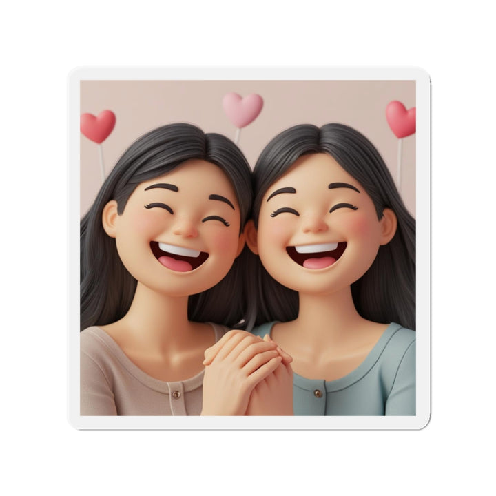 Custom Die-Cut Magnet – 3D Cartoon Besties, Cute Friendship Decor Gift