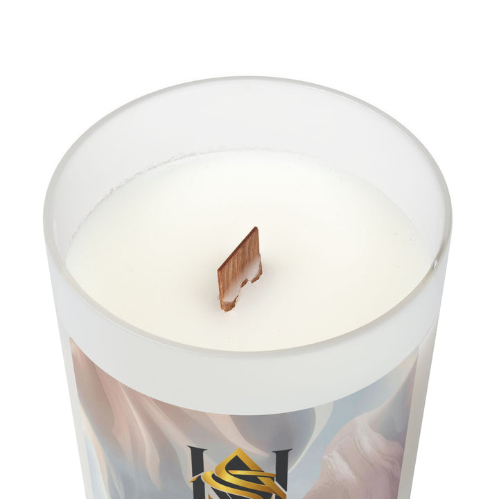 Frosted Glass Candle 11oz – Chic Minimal Pastel, Wooden Wick, 9 Scents