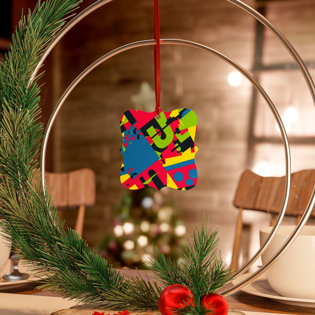 Personalized Aluminum Ornaments – Vibrant Abstract Geometric Design, 1–20pc
