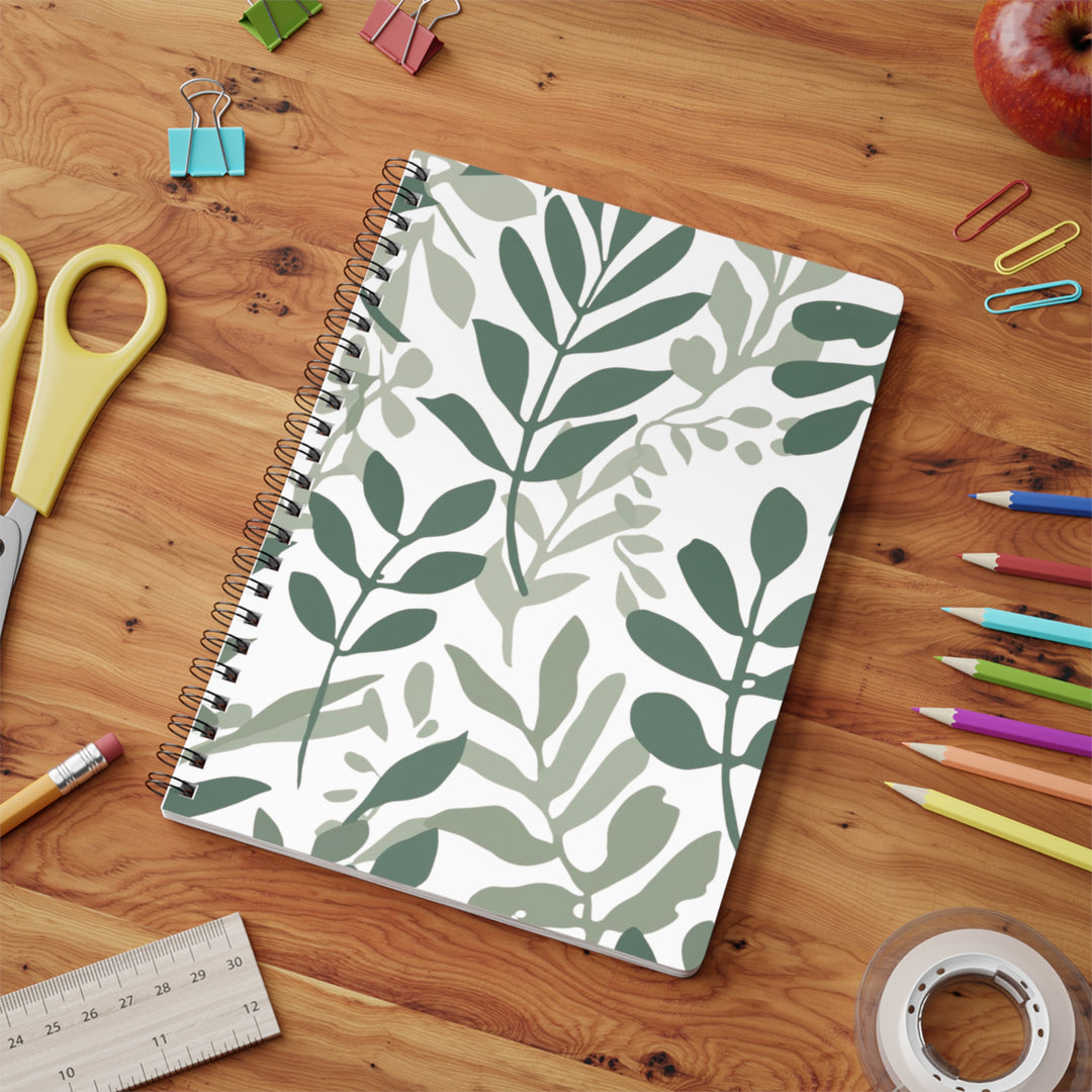 Wirobound A5 Softcover Notebook – Modern Botanical, Minimalist Stylish Binder