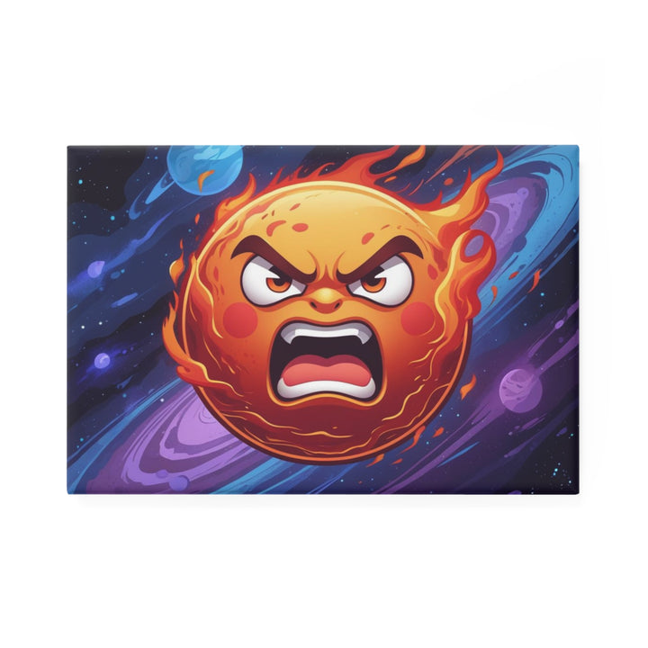Fiery Cosmic Sun Rectangle Button Magnet – Bold, Modern Organizer (1/10 Pc)