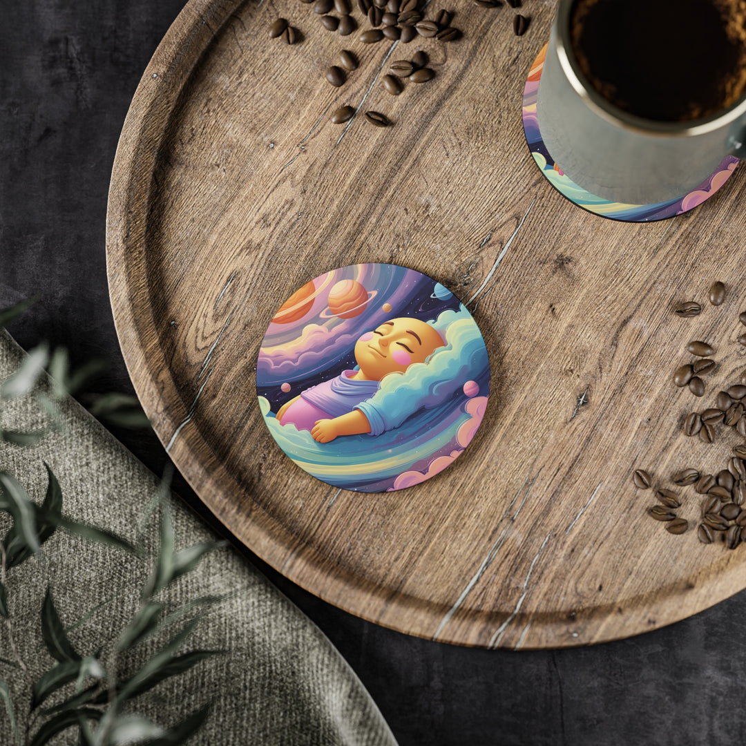 Cosmic Dream Baby Coasters – Pastel Galaxy Nursery Decor, 4-Pack