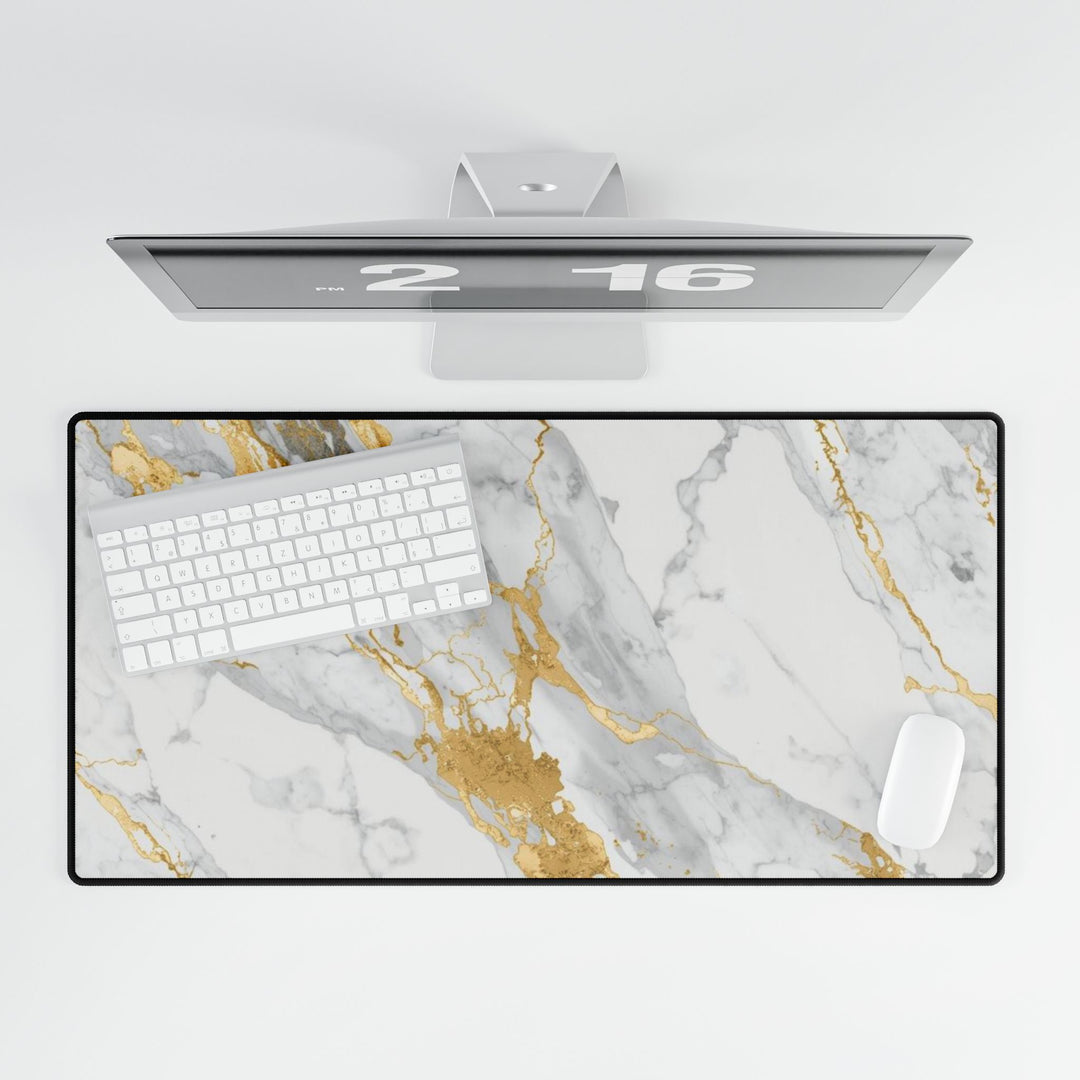 Luxury Marble Gold Desk Mat – Modern Anti-Slip, Waterproof Workspace Pad
