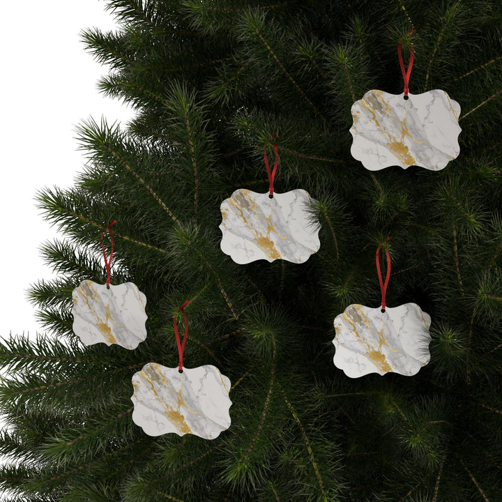 Personalized Marble & Gold Aluminum Ornaments – Elegant, Custom Gifts (1-20pc)