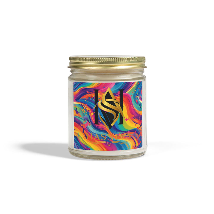 Vibrant Rainbow Abstract Scented Candle | Hand-Poured Coconut Apricot Wax